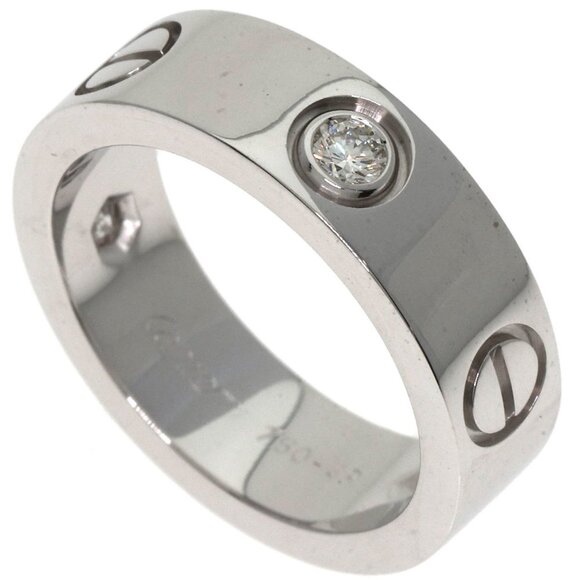 CARTIER 18k White Gold Diamond Love Ring #49 - Picture 1 of 10